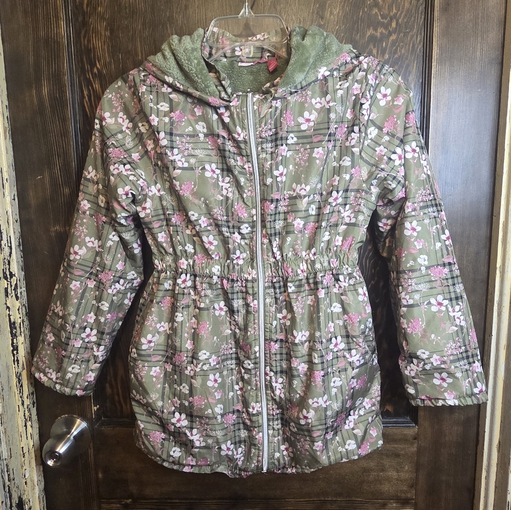 Penelope Mack Green Floral Spring/Fall Lightweight Jacket for Kids Sz 12